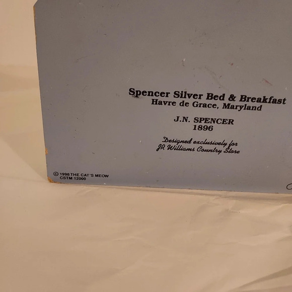 Vintage 1998 The Cat's Meow Spencer Silver Bed & Breakfast Shelf Sitter - Picture 4 of 7